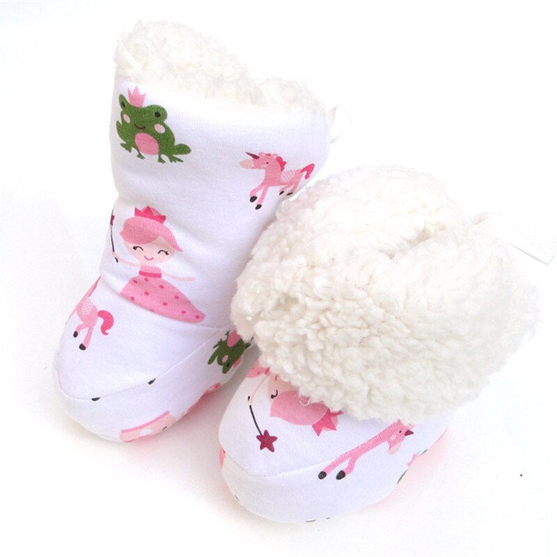 Winter Baby Schoenen Laarzen Pasgeboren Zuigelingen Warme Schoenen Voor Jongens Meisjes 0-12M Peuters Baby Zachte Pluche Crib snowboots: Pink princess horse