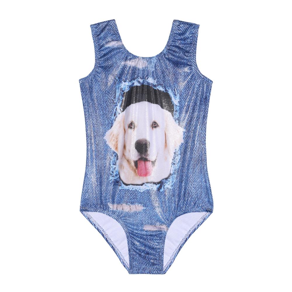 BAOHULU 3-14 Year Children Ballet Leotard Lifelike Dog Friend Pattern Gymnastics Leotard Soft Touch Ballet Jumpsuit