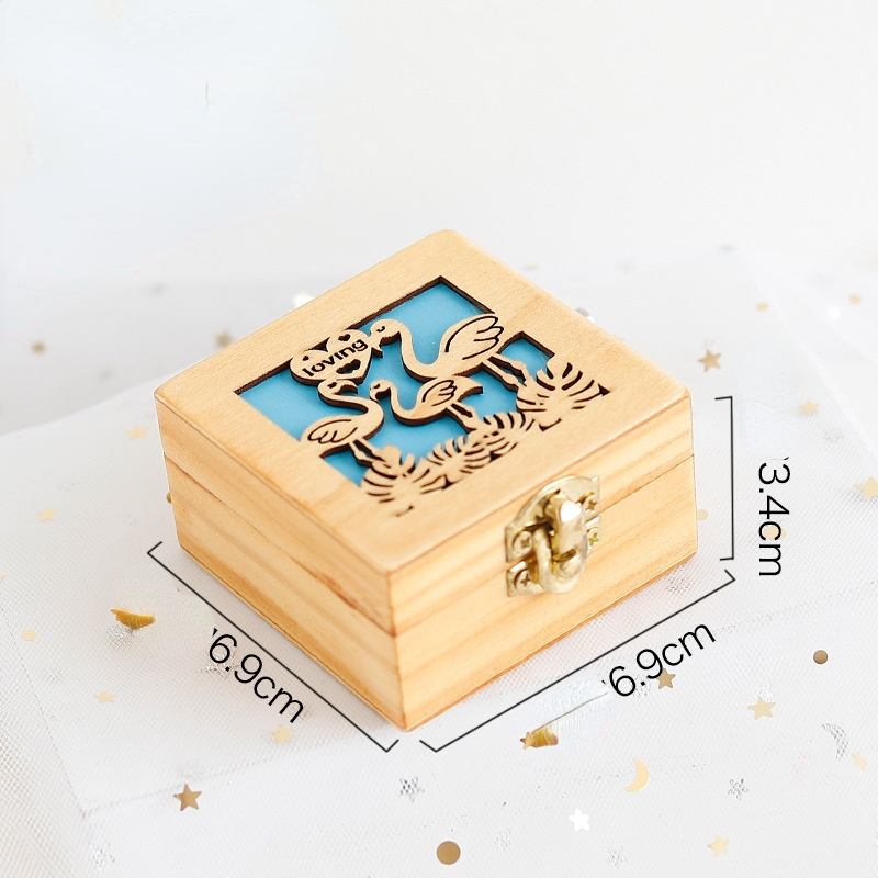 Wood Carving and Color Printing Music Box Cute Animal Music Box Hand Crank Wooden Music Box Children's Birthday Valentine's Day: 3(without mirror)