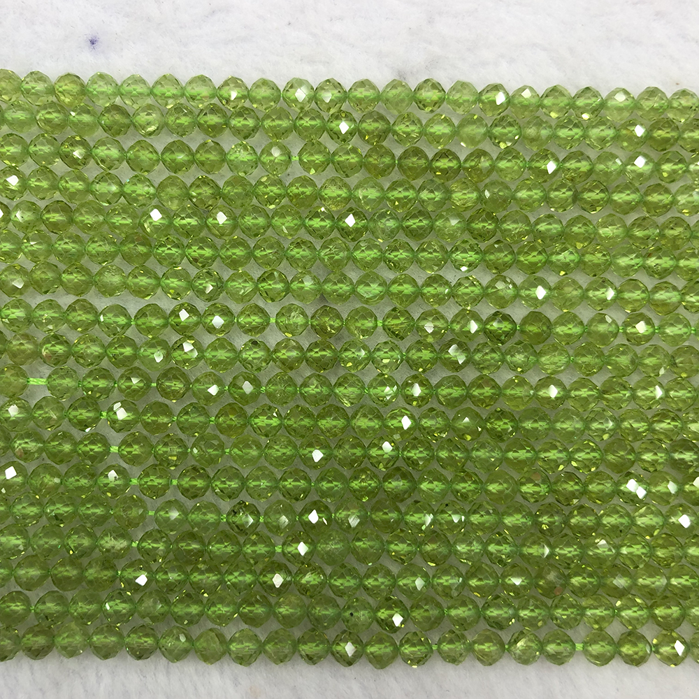 Natürliche A+++ Peridot facettierte runde Perlen 4 mm, für Schmuckherstellung DIY Armbänder Halskette Strang 39 cm: Ursprünglich Titel