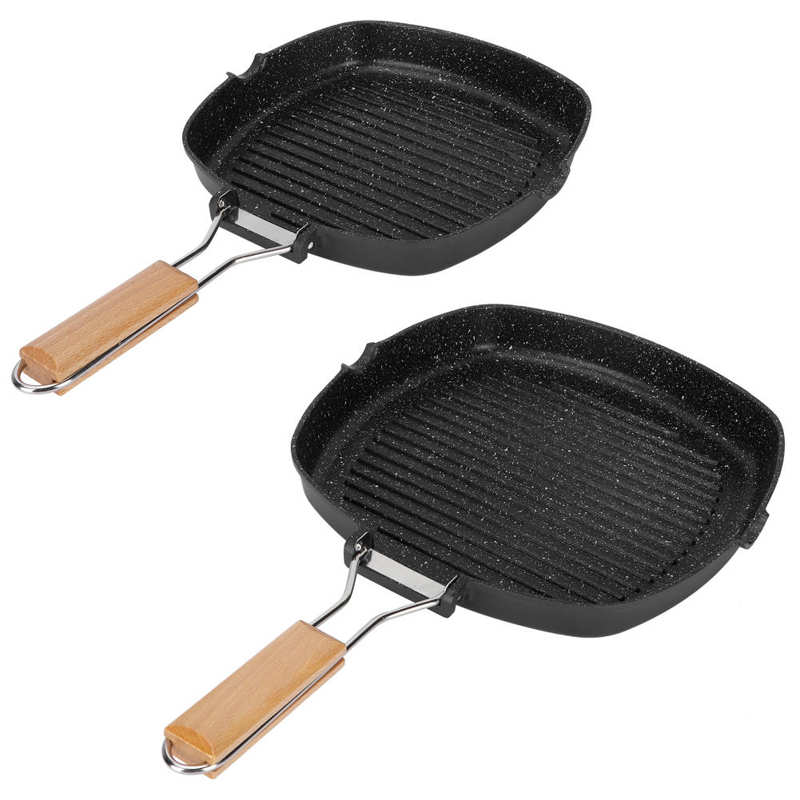 Poêle Camping gril poêle pliable poignée en aluminium haute température coulée outils de cuisson cuisinière à gaz général pour la cuisine à domicile