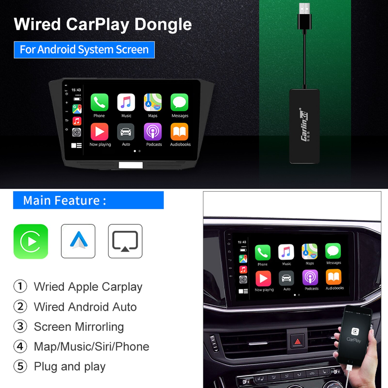 Auto Draadloze Carplay Dongle Smart Link Voor Android Auto Carplay Android Systeem Scherm Carplay Voor Apple Mirrorlink IOS14