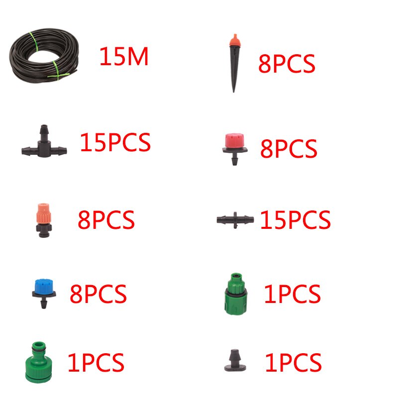 30M 50M DIY Automatic Micro Drip Irrigation System Garden Irrigation Spray Self Watering Kits with Adjustable Dripper: 15M