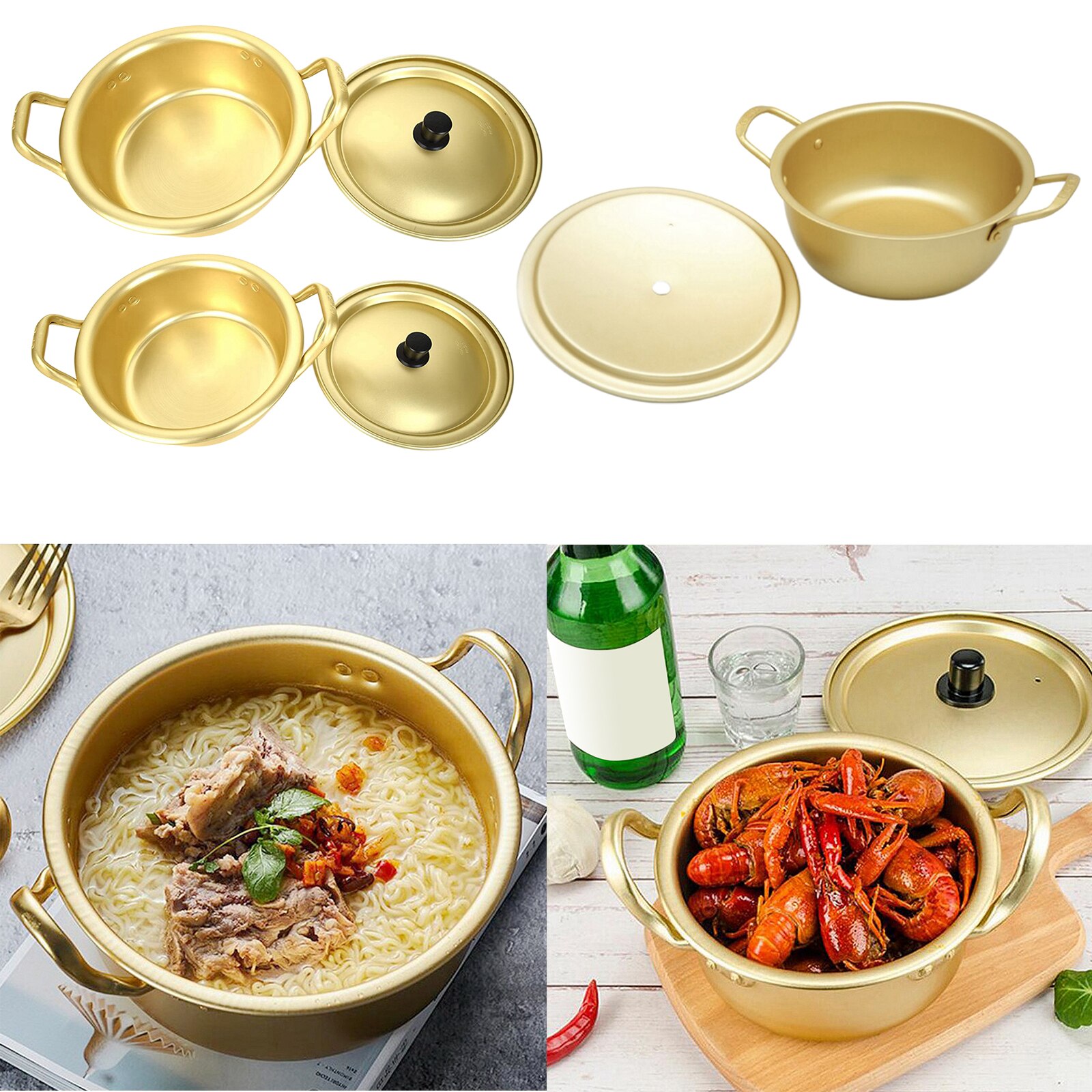 Korean Noodle Ramen Pot Aluminum Pot Korean Yellow Aluminum Stockpot Instant Noodles Pot