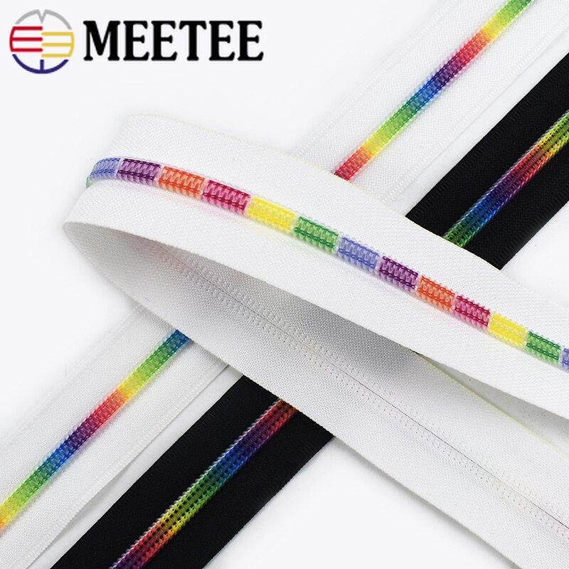 Meetee 2M/5M/10M 5 # Nylon Gekleurde Tand Rits Zwart Wit Doek Code Laden rits Diy Thuis Textiel Zak Naaien Accessoires