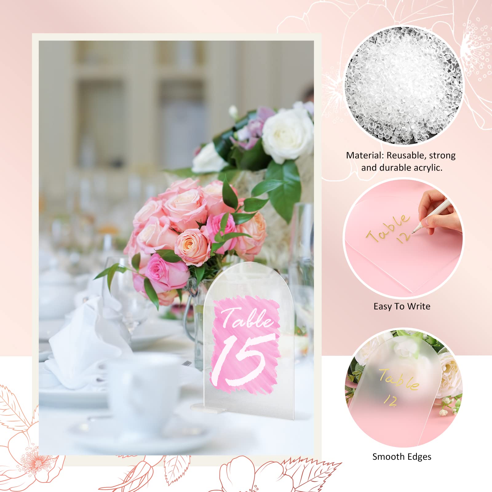Panneau acrylique en arc transparent avec support, signes de nom vierges, porte-numéro de Table en arc, plaque pour décoration de mariage, 5 à 10 pièces