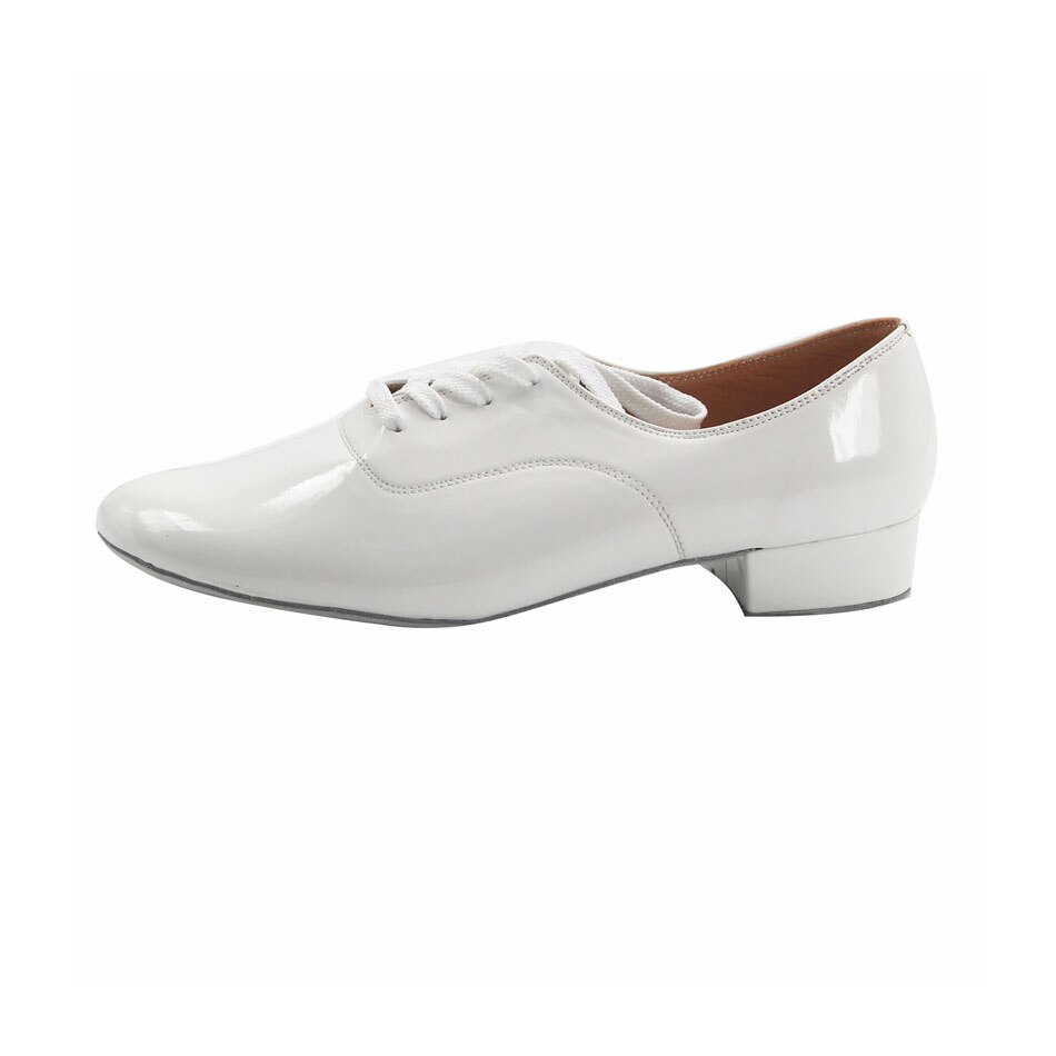 MSMAX MDM-5 Patent Leather Children Dance Shoes Modern Shoes Boys White Lace Up Soft Perform Stage Square Heel Latin Tango Shoes