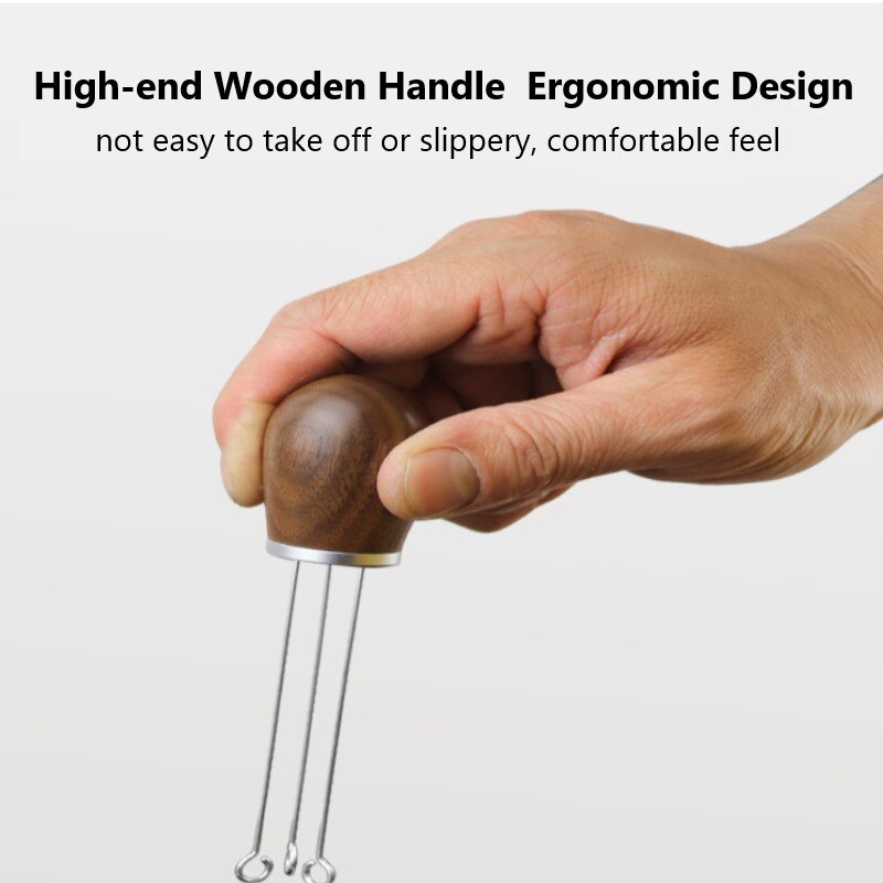 Solid Wood Handle Needle Coffee Tamper Coffee Tamper Distributor Leveler Tool Needle Coffee Powder Distributor Kitchen Accessor