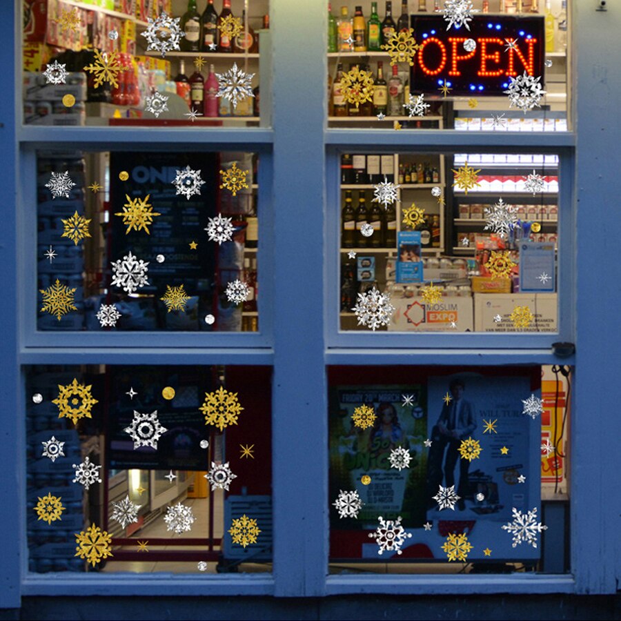 thumbnail: OULII 3D Fluorescerende Sneeuwvlok Stickers – 50 Stuks, Blauw, Voor Kerstdecoratie