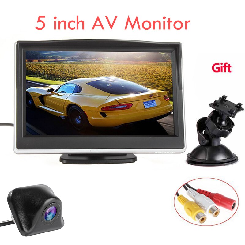 5 inch TFT LCD Screen Car Monitor HD800*480 Reversing Parking Monitor with 2 Video Input For Reverse Rearview Camera: Silver 5 inch 009