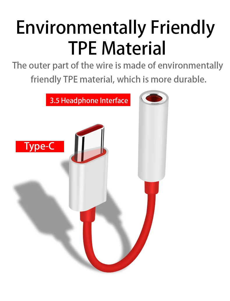 Câble d'origine Oneplus Type C vers 3,5 mm One Plus USB C à 3. Adaptateur audio 5 Jack Aux One plus 12 ouvert Nord CE 3 10 11 9t 9 Pro 8