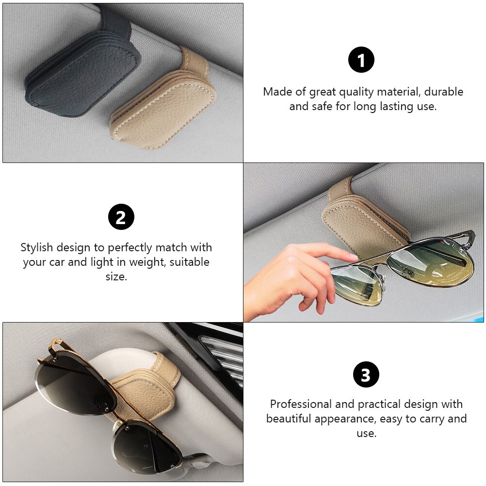 1pc z trwałej skóry PU osłona przeciwsłoneczna klip etui na okulary przeciwsłoneczne robić samochodu samochód okulary klip