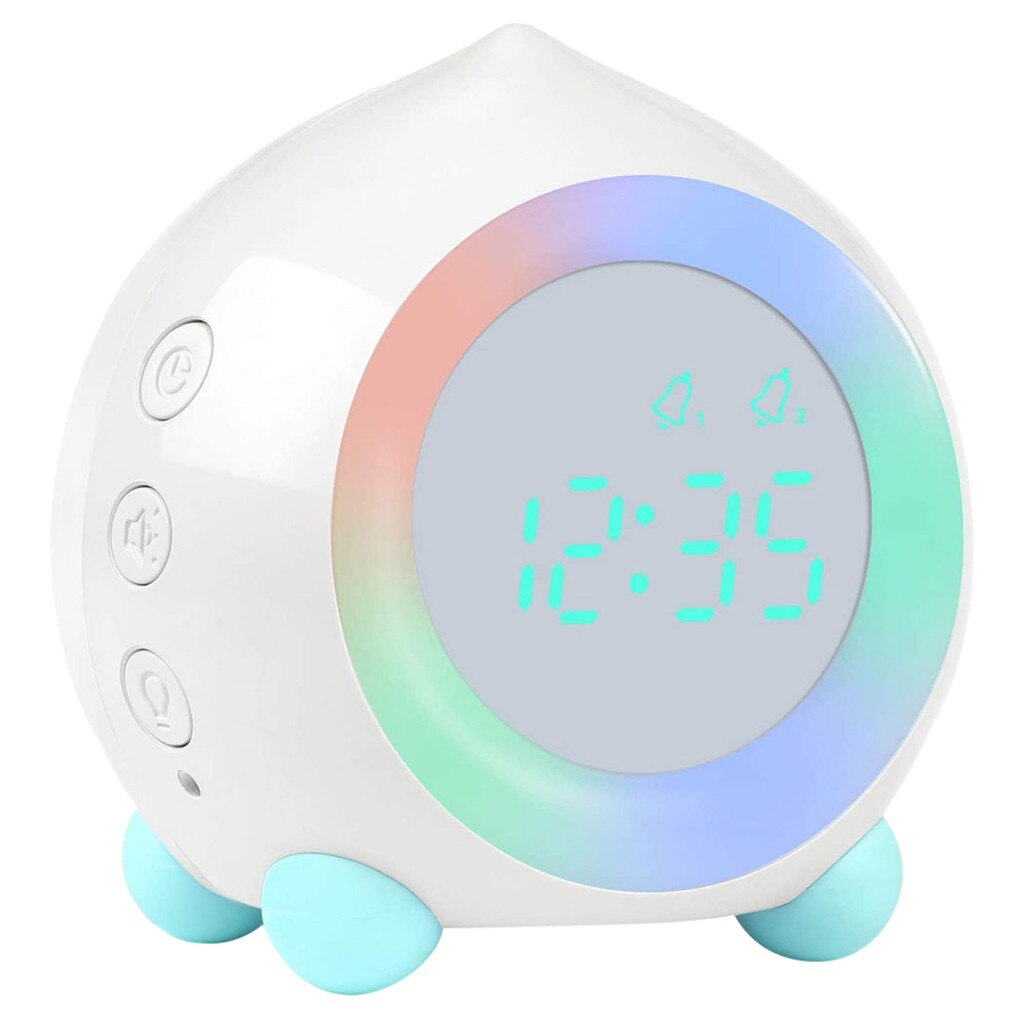 Digital alarm Clock Proking Children's Alarm Clock Digital Sunrise Simulator Home Children Alarm Clock Garden: White