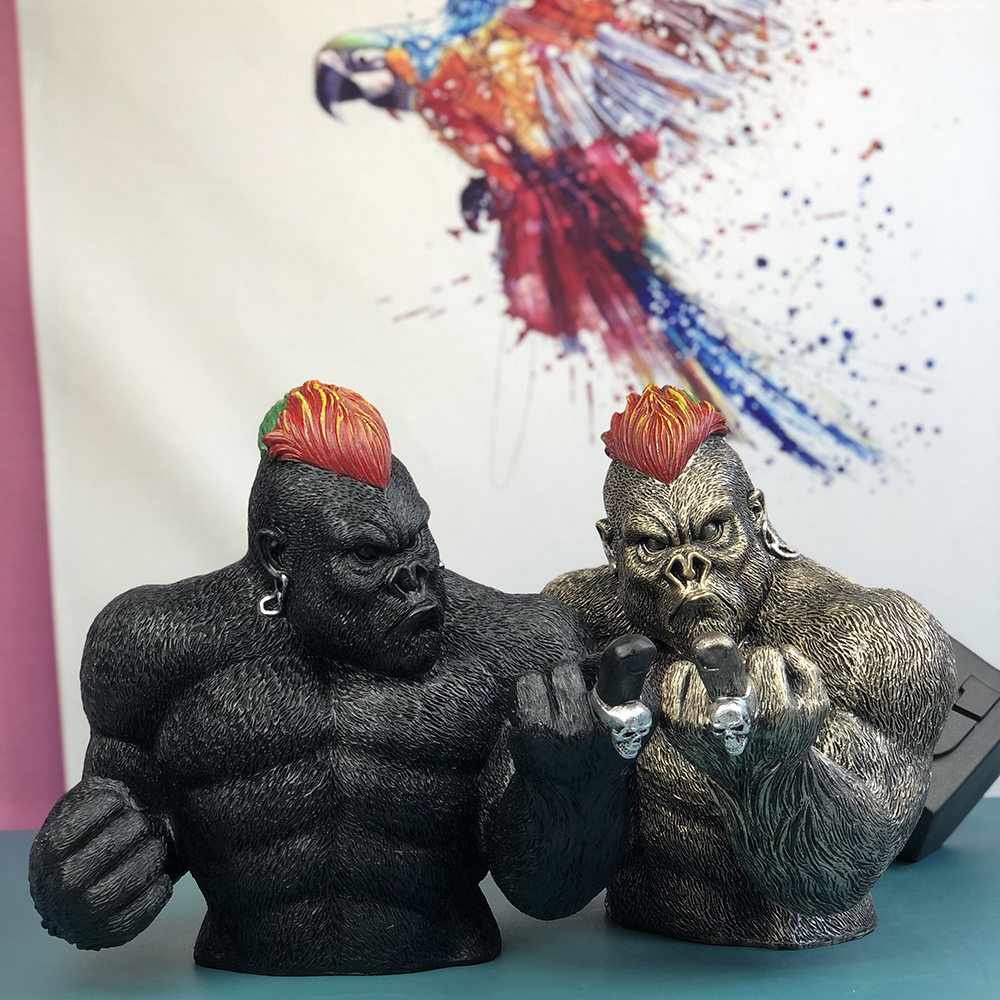 Statue de gorille King Kong en résine, Sculpture de personnalité, décoration créative pour la maison, ornements de salon,