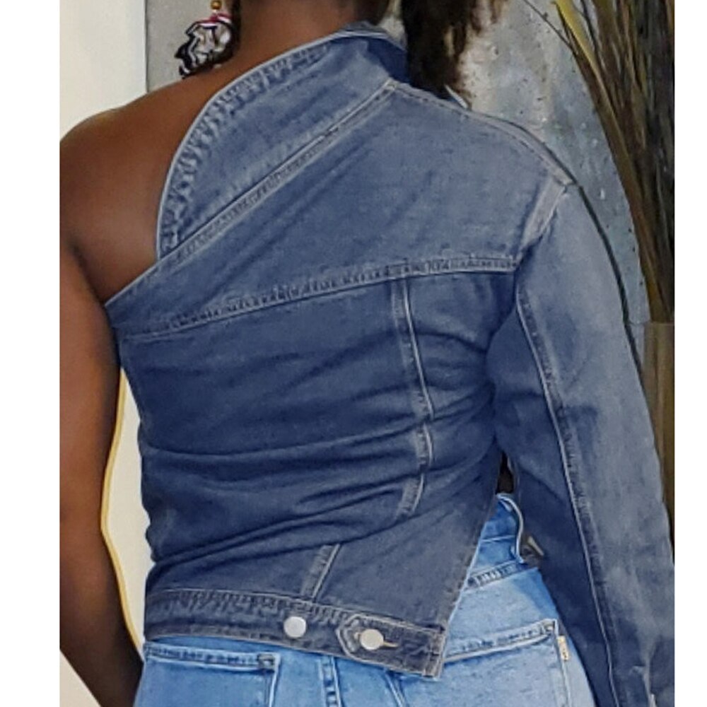 Kvinders kausal lange ærmer vask nødlidende jean denim cowboyjakke solid jeansjakke blå frakker kvindelig overtøjsfrakke efterår
