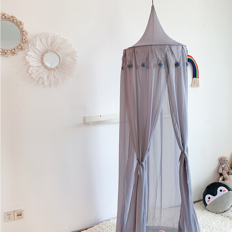 Estilo nórdico de gasa de verano tienda niño ropa de cama Red de cama de cúpula redonda cortina hogar cama cuna juego de niños decoración de la habitación