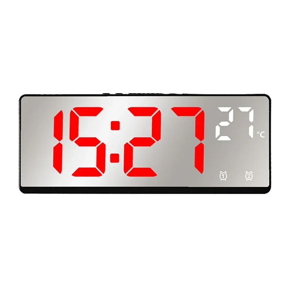 Reloj despertador LED inteligente activado por voz con alarmas duales, modo nocturno y pantalla de temperatura para dormitorio o escritorio: Rojo