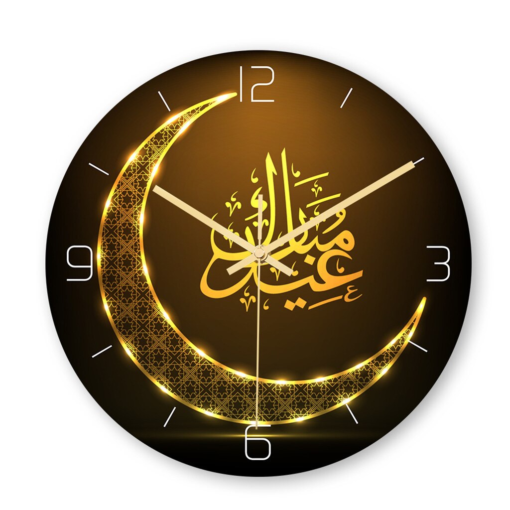 Frameless 3D Wall Clock Decal Sticker Muslim Ramadan Mubarak Home Decor Wall Clock Posters Wallpaper Islamic Wall Clock: D