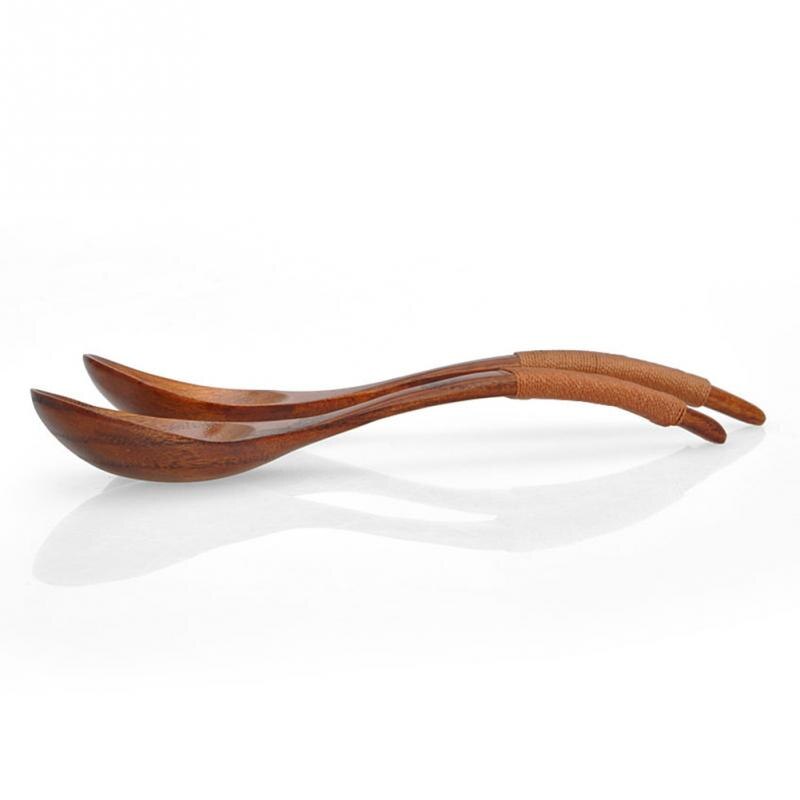 Chinese Lak Servies Houten Lepel Bruin + Kaki Handvat Knikken Stijl
