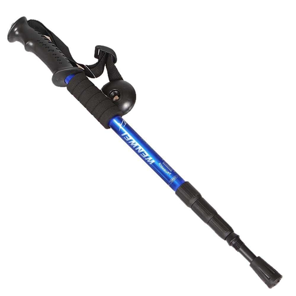 Trekking al aire libre escalada Anti Shock senderismo Trekking rastro polos palo ajustable bastones 4-Las secciones de senderismo accesorios # g4: Azul