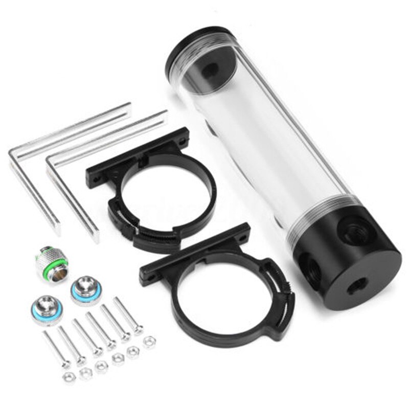 Akryl plast cylinder behållare vattentank pc dator vätskekylare  g1/4 50 x 190mm g1/4 skruvar fästen hållbara