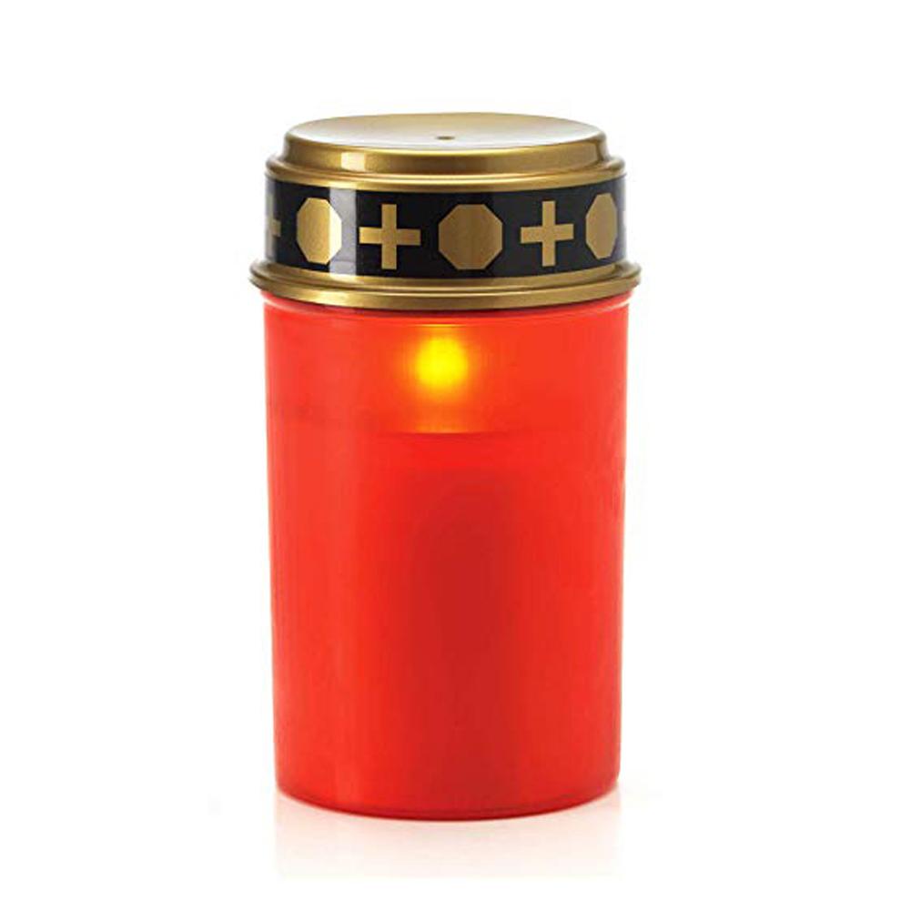 LED Solar Candle Lamp Flameless Waterproof Electronic Memorial Candle Decorative Tea Lights For Cemetery Ritual Prayer: Red
