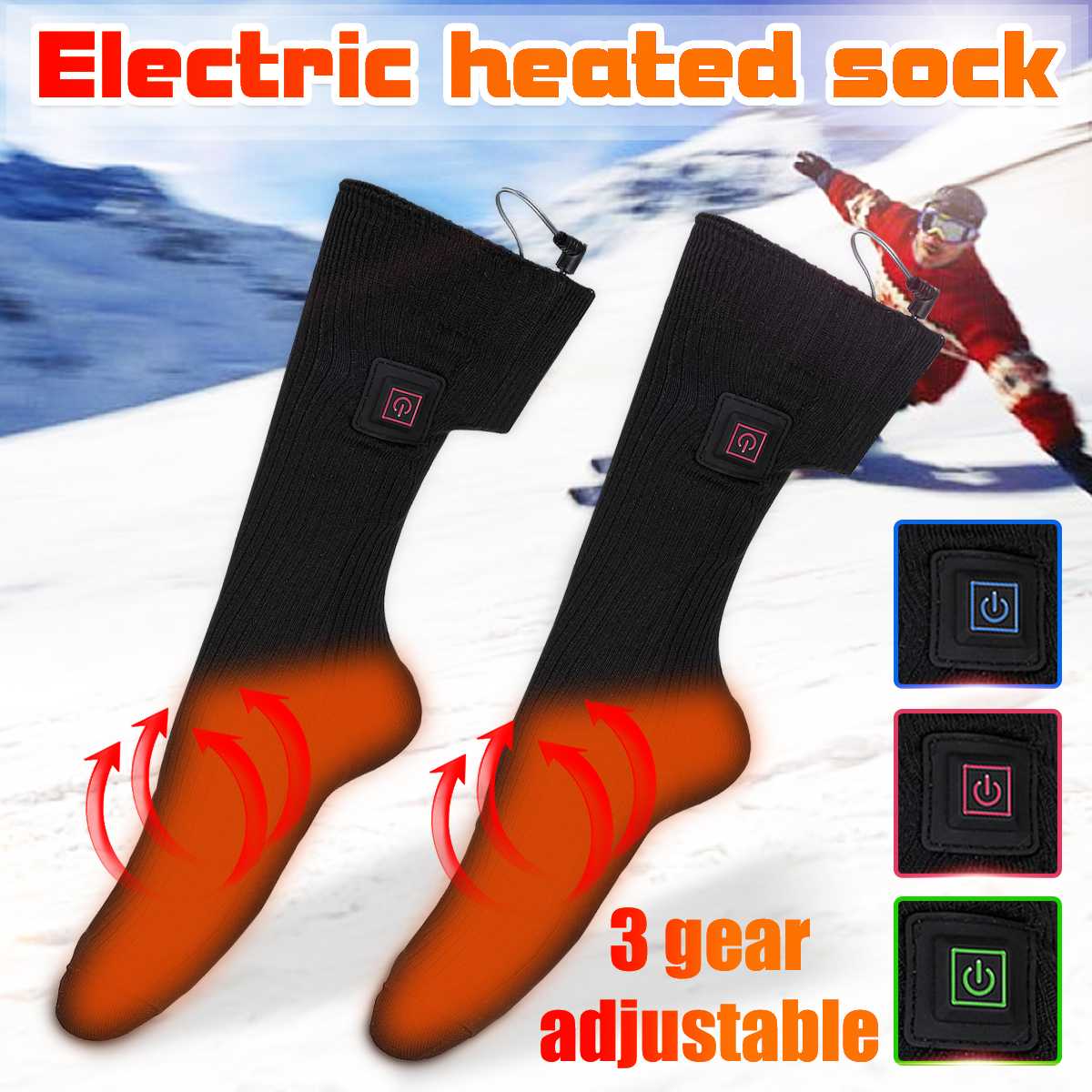 Electric Heated Socks Skiing Heated Socks For Men Women Winter Warming Cycling Hiking Snowboard Socks Rechargeable Battery