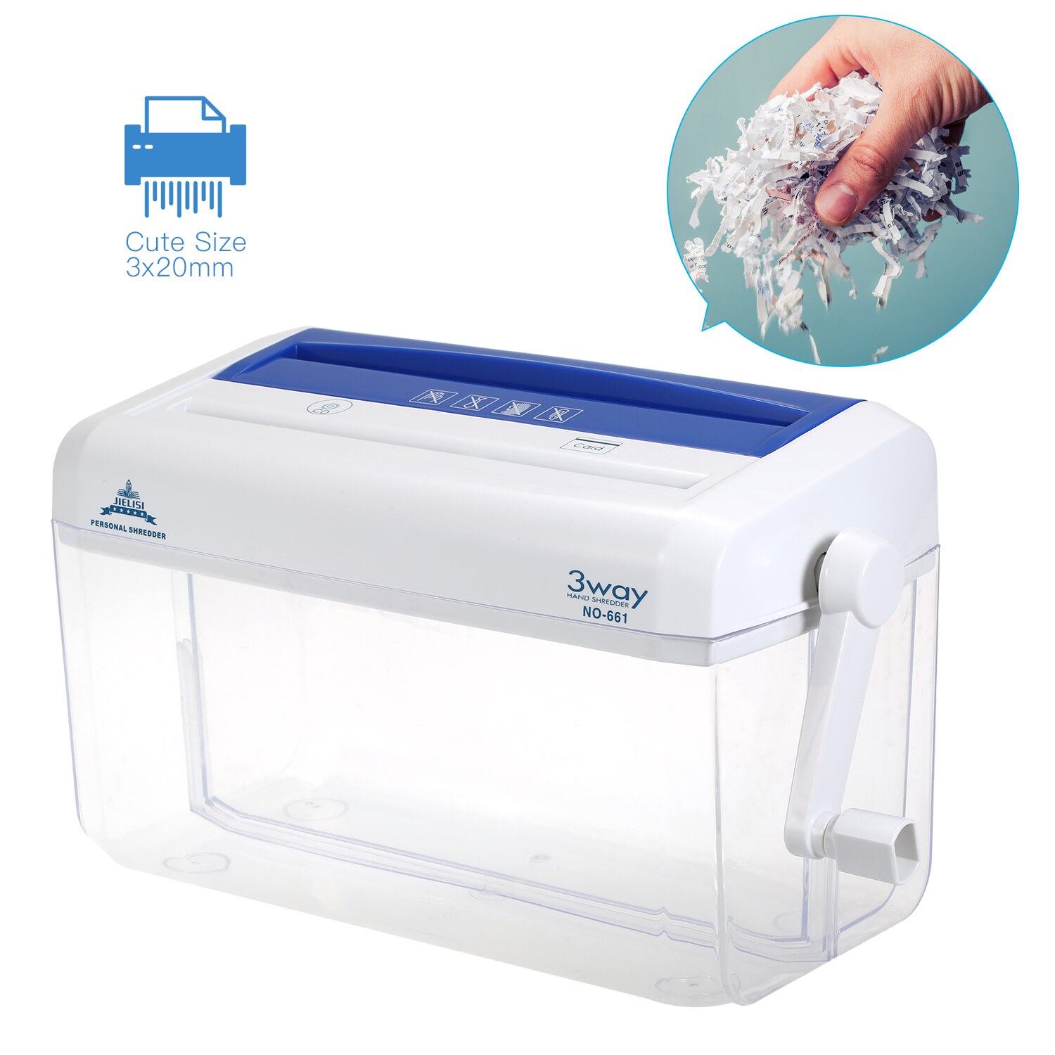 A4 Mini Portable Hand Paper Shredder 3-in-1 Household Manual Shredder Document File CD Credit Card Cutting Machine Tool for Home