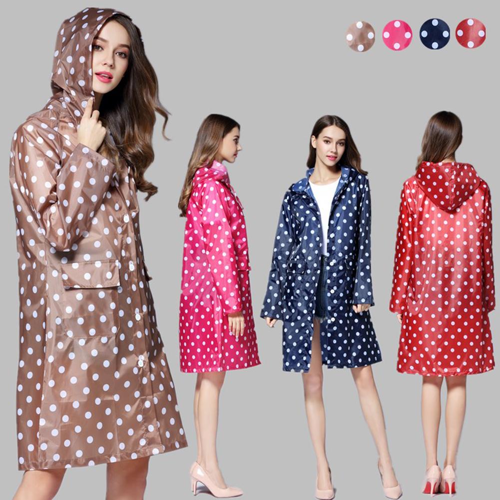 Cute Dots Raincoat Women Poncho Waterproof Rain Wear Outdoor Coat Jacket Suit