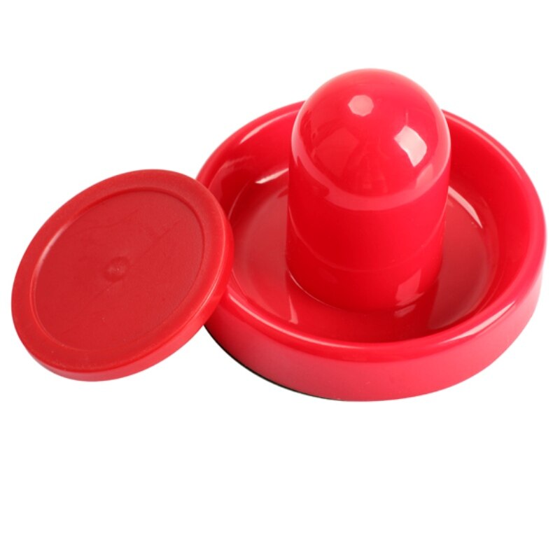 4Pcs/Set Air Hockey Pushers and Air Hockey Puck Air Hockey Ball Table Goalies with Puck Felt Pusher Mallet Grip Red