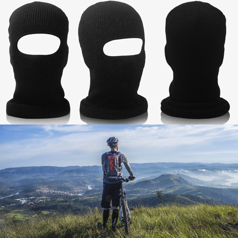 Unisex vinterstrikket ett hull skimaske balaclava luer hatt sykling vindtett hjelm fôr heldeksel cap hals varmere