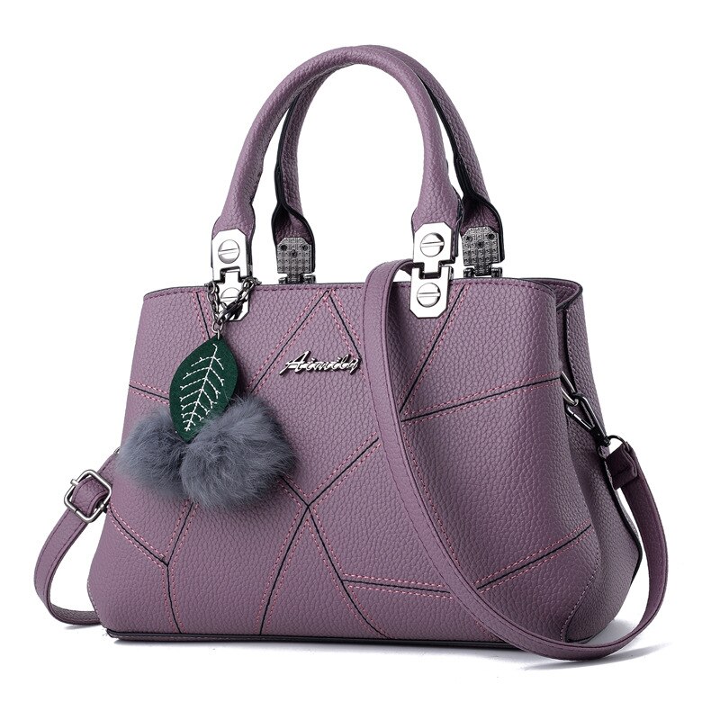 Mode Vrouwen Schoudertassen Pu Lederen Lock Flap Handtas Riem Wilde Crack Afdrukken Plaid Lady Mini Messenger Bag: Purple