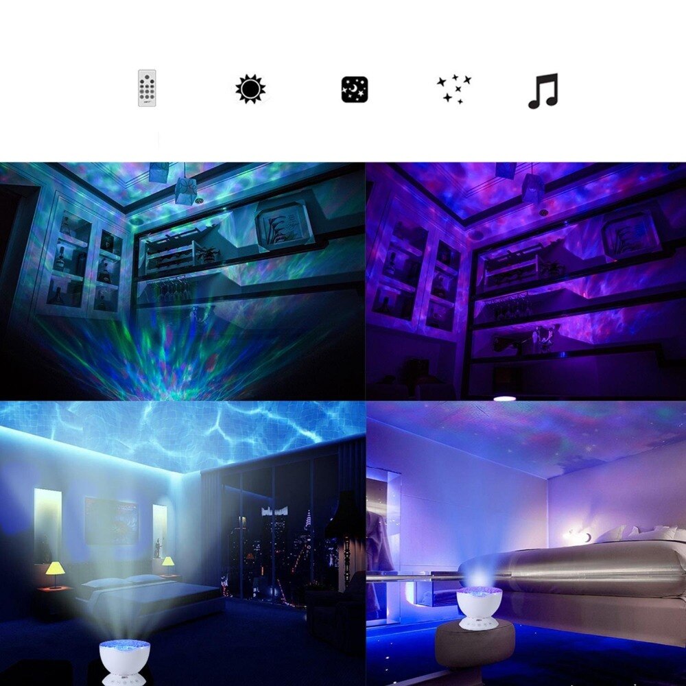 Afstandsbediening Ocean Wave Projector Nachtlampje aurora Sterrenhemel projector Lamp Ingebouwde Mini Muziek Kind nachtlampje projector