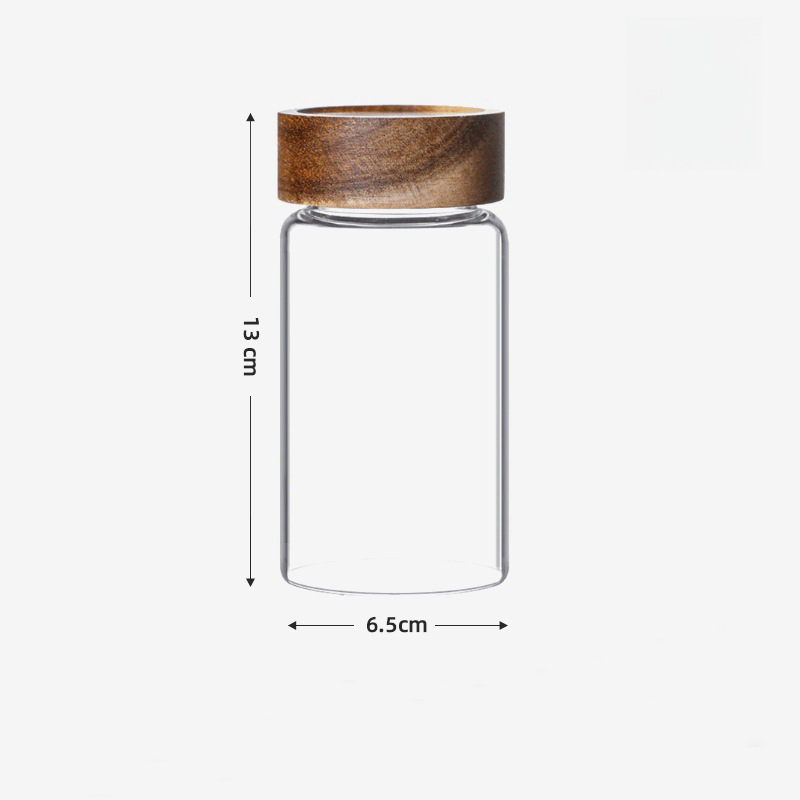 Neue kleine Vorratsdosen aus Glas mit luftdichten Deckeln, Kaffeebehälter mit Holzdeckel, Glas-Speisekannen für Bohnen, Reis, Zucker: Black