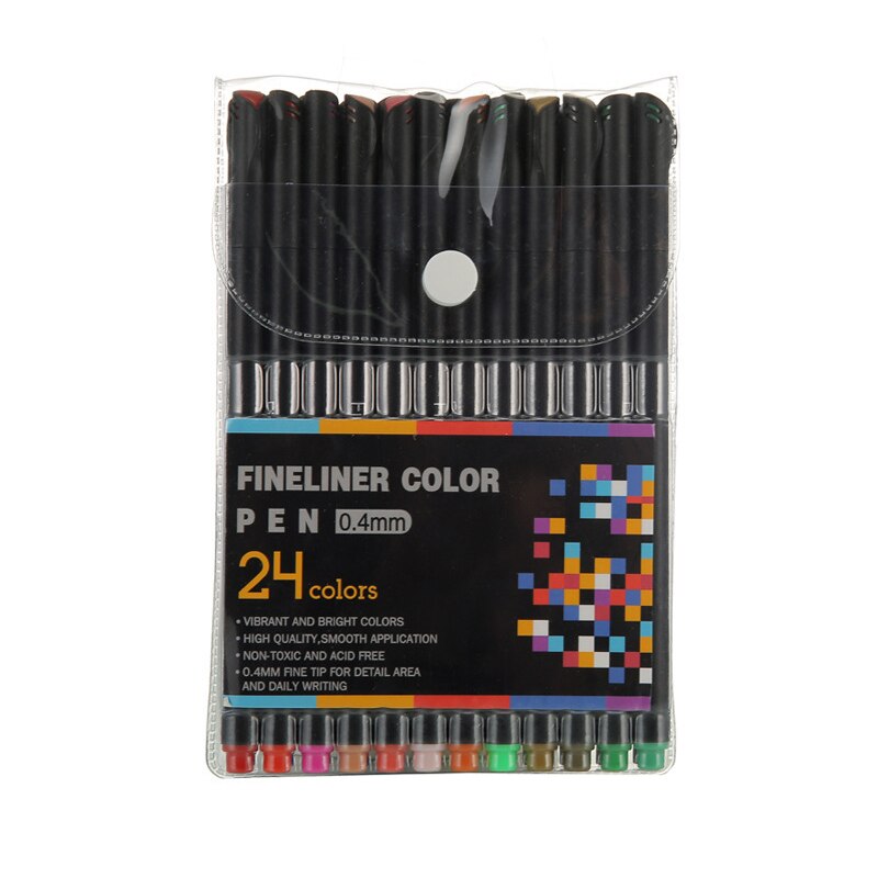 0.4mm Fineliner Pens 12/24/36/48/60/100Pcs Colored Art Marker Pens School Drawing Pen Set Cute Ink Pen Art Supplies: 24 Color Mixing