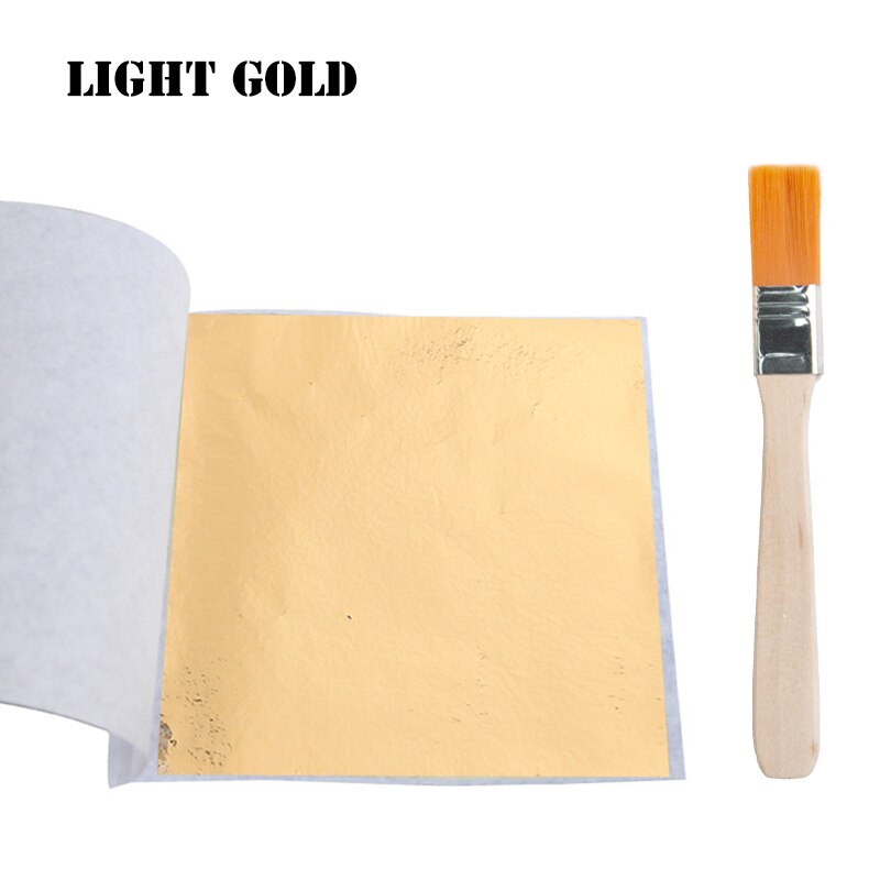 Aomily 8x8.5cm 10 Sheets Practical K Pure Shiny Gold Leaf for Gilding Funiture Lines Wall Crafts Handicrafts Gilding Decoration: Light Gold