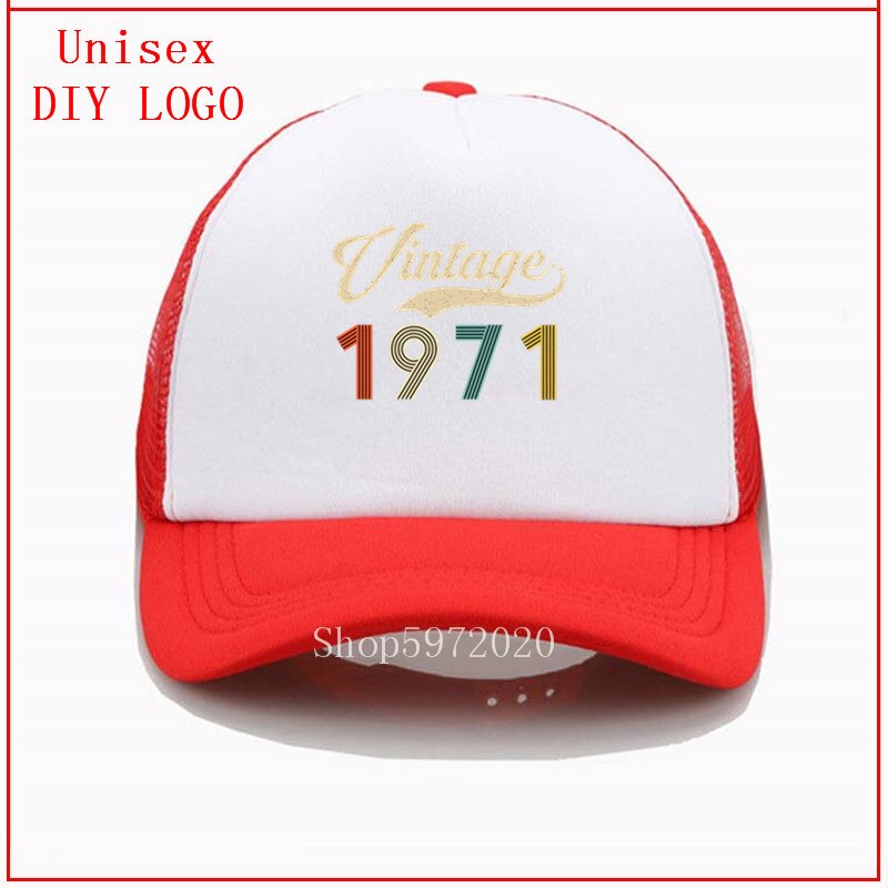 Vintage 1971 Retro Born in 1971 49th Birthday Perfect for Father DAD BF beach hats women fitted hat anime hat: 7red-white / Adult