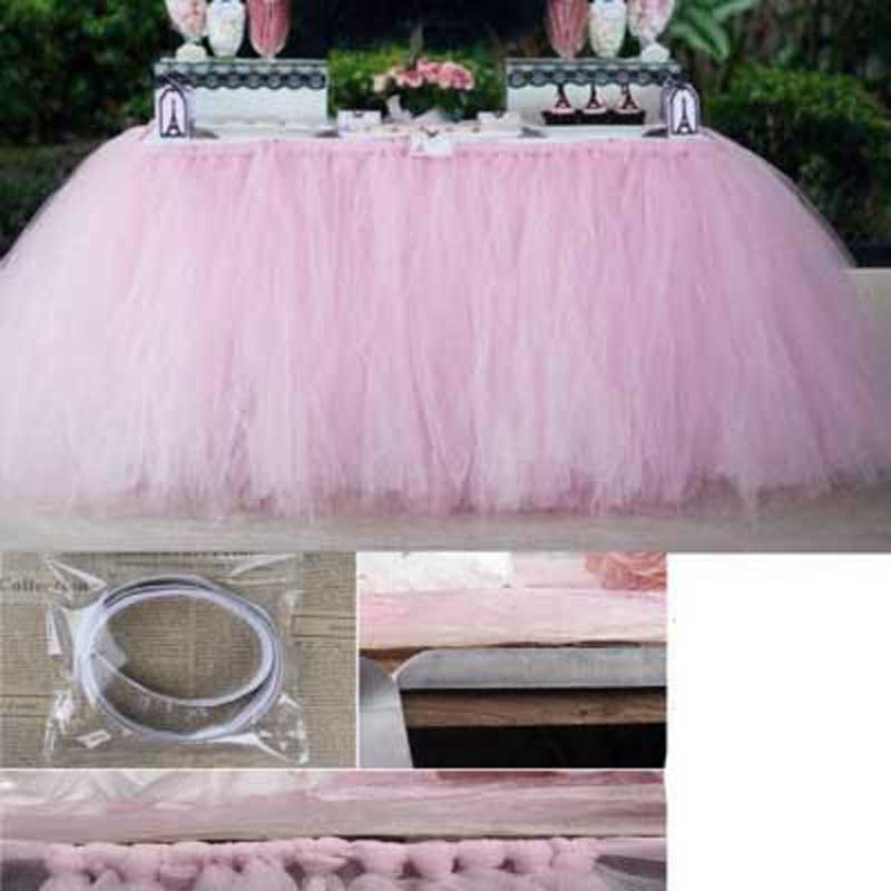 Wedding Party Tutu Table Skirt Tableware Cloth Baby Shower Party Home Decor Table Skirting Birthday Party 100x80cm: 12