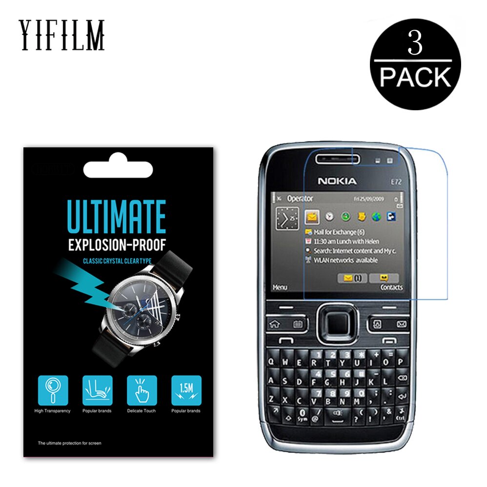 3Pcs Voor Nokia E72 Hd Clear Ultra Dunne Pet Screen Protector Film Voor Nokia E72 5H Anti-kras Explosieveilige Film Niet Glas