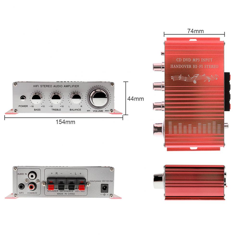 12V 5A Handover Hi-Fi Auto Car Stereo Power Amplifier Support CD / DVD / MP3 Input