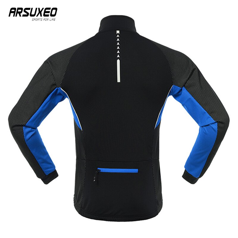 Arsuxeo winter warme fietsjas heren reflecterende fiets windjack mandarijn kraag winddicht mtb jas racefiets kleding