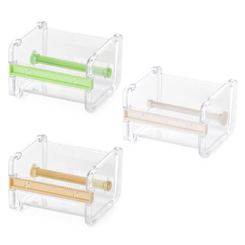 Desktop Roll Adhesive Tape Dispenser Cutter Storage Rack Holder Transparent Table Desk Organizer Home School Office Accessory