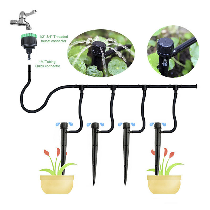 4/7mm Hose Drip Irrigation System 360 Degree Adjustable 8 Hole Sprinkler Garden Watering Kit Inserting Ground Micro Flow Dripper