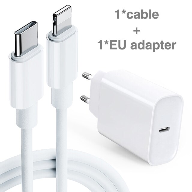 per il iPhone 11 pro XR XS Max PD Cavo del Caricatore 18W applique Da Parete Caricabatterie Rapido USB C Adattatore Di Alimentazione di Tipo C UE STATI UNITI REGNO UNITO AU Spina USB C a C Cavo: EU adattatore e cavo