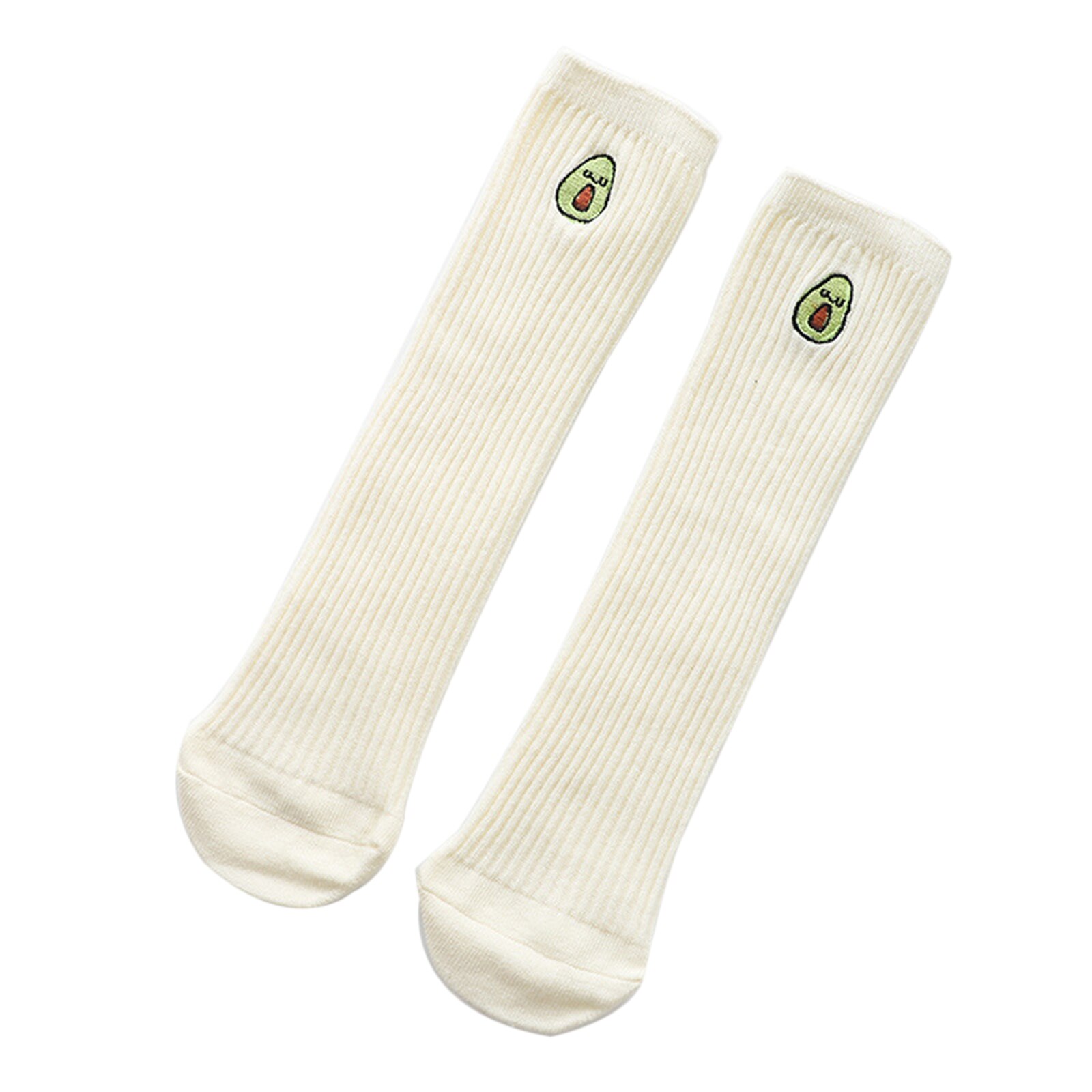 Leuke cartoon borduursokken voor kinderen, lente eenvoudige cartoon comfortabele kniekousen, warm voor kinderen: Wit