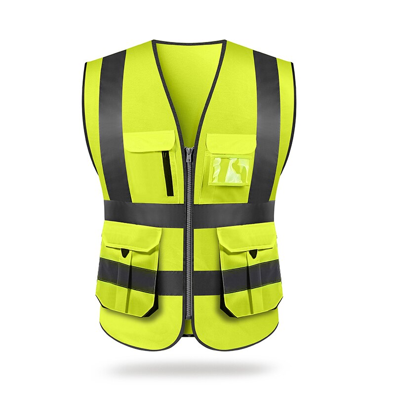 High visibility reflective safety vest work reflective vest multi pockets workwear safety waistcoat men safety vest