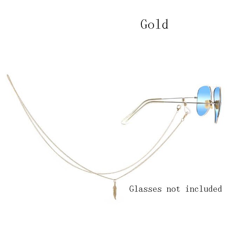 Zonnebril Masking Kettingen Voor Vrouwen Blad Hanger Brillen Kettingen Lanyard Mode-sieraden Glazen Houder: Goud