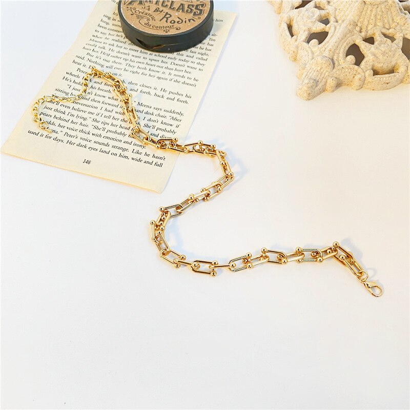 17KM Gothtic U Shape Thick Chain Choker Necklaces For Women Men Gold Chain Link Chunky Necklaces Jewelry