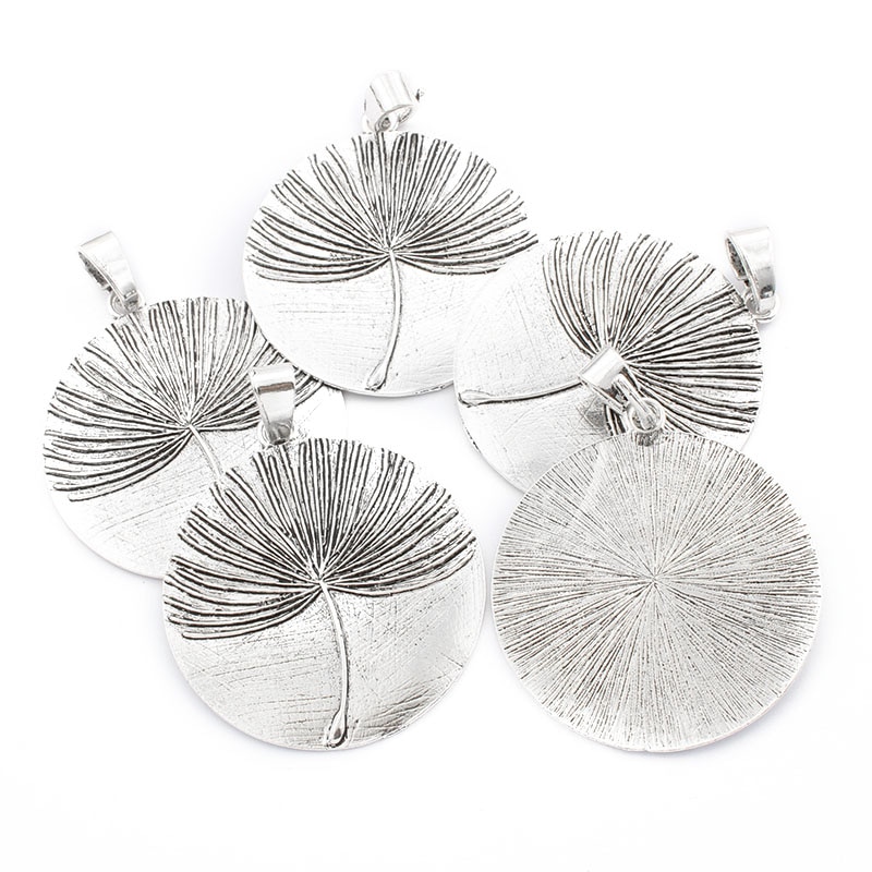 2pcs Carved Dandelion Pattern Large Round Pendant For Diy Necklace Jewelry Making Material