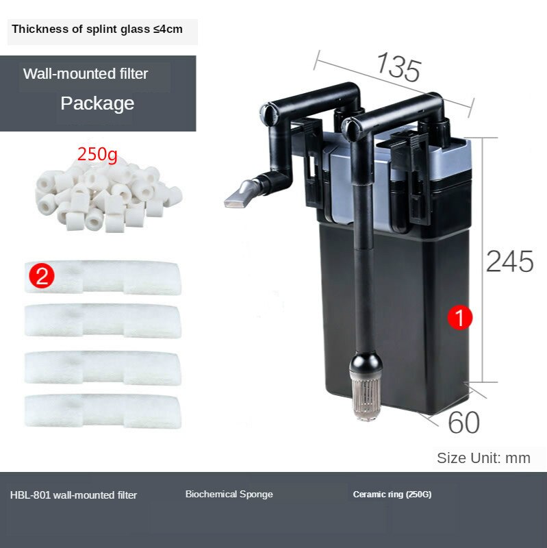 Eksternt filter hænge på bagsiden filter akvarum filter akvarium filter vægmonteret lille vandfaldsfilter elektrisk 220-240v: Hbl - 801 p